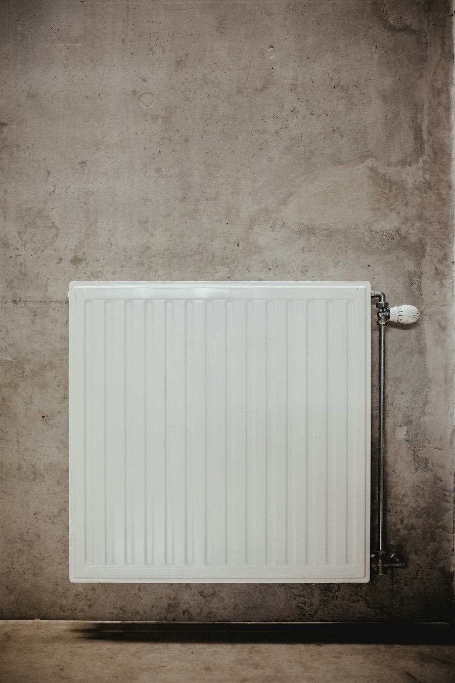 White panel radiator on a wall