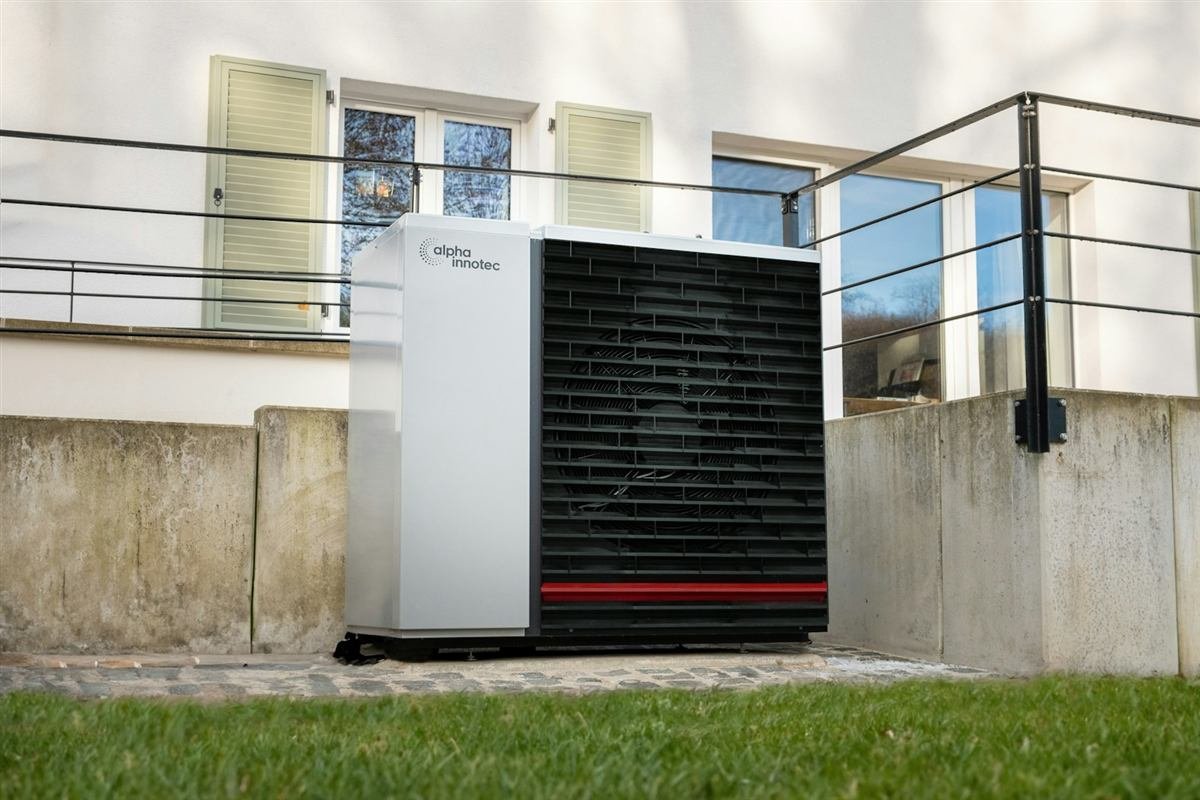 House with a heat pump outdoor unit